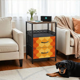 Retro 70s Bedside Table - Side Table with Power Strip & Storage Drawers - retro bedside table