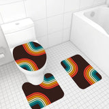 Retro 70s Black Rainbow Bathroom Mat Set | Retro Midcentury 3-Piece Rugs - retro bathroom