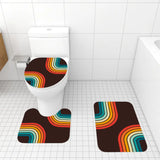 Retro 70s Black Rainbow Bathroom Mat Set | Retro Midcentury 3-Piece Rugs - retro bathroom