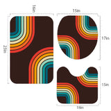 Retro 70s Black Rainbow Bathroom Mat Set | Retro Midcentury 3-Piece Rugs - retro bathroom