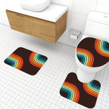 Retro 70s Black Rainbow Bathroom Mat Set | Retro Midcentury 3-Piece Rugs - retro bathroom