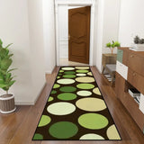 Retro 70s Bubbles Runner Rug – Midcentury Green Beige Brown Polka Dots - 24’’x72’’ - retro runner