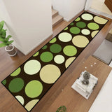 Retro 70s Bubbles Runner Rug – Midcentury Green Beige Brown Polka Dots - retro runner