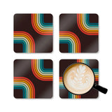 Retro 70s Corkwood Coaster Set | Black Rainbow Midcentury Home Decor - retro coaster