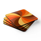 Retro 70s Corkwood Coaster Set | Midcentury Home Decor Eco-Friendly Gift - retro table linen