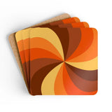 Retro 70s Corkwood Coaster Set | Midcentury Home Decor Eco-Friendly Gift - retro table linen