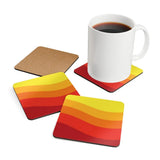 Retro 70s Corkwood Coaster Set | Midcentury Home Decor Orange Red - retro coaster