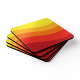 Retro 70s Corkwood Coaster Set | Midcentury Home Decor Orange Red - retro coaster