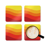 Retro 70s Corkwood Coaster Set | Midcentury Home Decor Orange Red - retro coaster