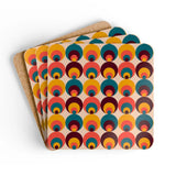 Retro 70s Corkwood Coaster Set | Peacock Eye Midcentury Home Decor - retro coaster