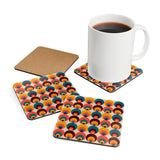 Retro 70s Corkwood Coaster Set | Peacock Eye Midcentury Home Decor - retro coaster