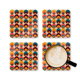 Retro 70s Corkwood Coaster Set | Peacock Eye Midcentury Home Decor - retro coaster