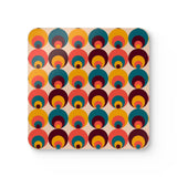 Retro 70s Corkwood Coaster Set | Peacock Eye Midcentury Home Decor - retro coaster