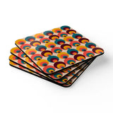 Retro 70s Corkwood Coaster Set | Peacock Eye Midcentury Home Decor - retro coaster