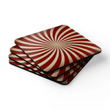 Retro 70s Corkwood Coaster Set | Sunburst Midcentury Home Table Decor - retro coaster