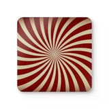 Retro 70s Corkwood Coaster Set | Sunburst Midcentury Home Table Decor - retro coaster