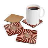 Retro 70s Corkwood Coaster Set | Sunburst Midcentury Home Table Decor - retro coaster
