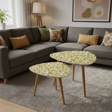 Retro 70s Daisy Nesting Coffee Table Set: Mid-Century Modern Side Tables - One Size - retro nesting tables