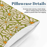 Retro 70s Daisy Pattern Duvet Cover Set: Green Orange White Floral Bedding - Bedding - retro