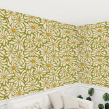 Retro 70s Daisy Stick & Peel Wallpaper: Floral Midcentury Removable Mural - 144’’x100’’ - retro wallpaper