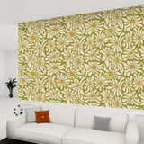 Retro 70s Daisy Stick & Peel Wallpaper: Floral Midcentury Removable Mural - 144’’x100’’ - retro wallpaper
