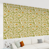 Retro 70s Daisy Stick & Peel Wallpaper: Floral Midcentury Removable Mural - 144’’x100’’ - retro wallpaper