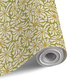 Retro 70s Daisy Stick & Peel Wallpaper: Floral Midcentury Removable Mural - 144’’x100’’ - retro wallpaper