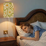 Retro 70s Daisy Wall Sconces - Floral Midcentury Plug-in Lamp Set of 2 - retro wall sconces
