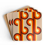 Retro 70s Disco Corkwood Coaster Set | Midcentury Home Decor Gift - retro ads