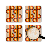 Retro 70s Disco Corkwood Coaster Set | Midcentury Home Decor Gift - retro ads