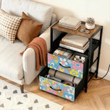 Retro 70s Floral Bedside Cabinet with Integrated Power Access - retro bedside table