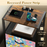 Retro 70s Floral Bedside Cabinet with Integrated Power Access - retro bedside table