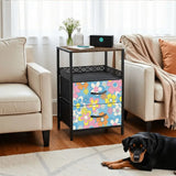 Retro 70s Floral Bedside Cabinet with Integrated Power Access - retro bedside table
