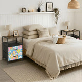 Retro 70s Floral Bedside Cabinet with Integrated Power Access - retro bedside table
