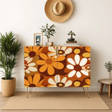 Retro 70s Floral Wooden Storage Cabinet Midcentury Modern Home Furniture - One Size - retro ads
