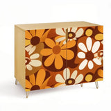 Retro 70s Floral Wooden Storage Cabinet Midcentury Modern Home Furniture - One Size - retro ads