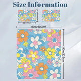 Retro 70s Flower Double Duvet Cover Set: Pastel Colors Full Size Bedding - retro bedding
