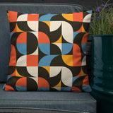 RETRO 70s GEOMETRIC PATTERN Premium Pillow Midcentury Style Home Accent - retro pillow