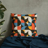 RETRO 70s GEOMETRIC PATTERN Premium Pillow Midcentury Style Home Accent - retro pillow