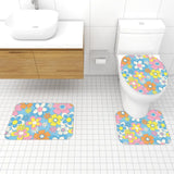 Retro 70s Hippie Flower Power Midcentury Bath Rug 3-Piece Set - One Size - retro bathroom