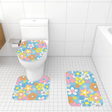 Retro 70s Hippie Flower Power Midcentury Bath Rug 3-Piece Set - One Size - retro bathroom