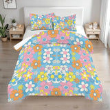 Retro 70s Hippie Flower Power Midcentury Bath Rug 3-Piece Set - One Size - retro bathroom