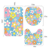 Retro 70s Hippie Flower Power Midcentury Bath Rug 3-Piece Set - One Size - retro bathroom