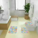 Retro 70s Hippie Flower Power Midcentury Bath Rug 3-Piece Set - One Size - retro bathroom