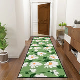 Retro 70s Margariths Runner – Midcentury Green White Floral Multi Sizes Rug - 24’’x72’’ - retro runner