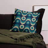 Retro 70s Midcentury Design Pillow Blue Beige Throw Cushion - retro pillow