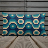 Retro 70s Midcentury Design Pillow Blue Beige Throw Cushion - retro pillow