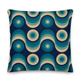 Retro 70s Midcentury Design Pillow Blue Beige Throw Cushion - retro pillow