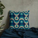 Retro 70s Midcentury Design Pillow Blue Beige Throw Cushion - retro pillow