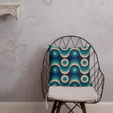 Retro 70s Midcentury Design Pillow Blue Beige Throw Cushion - retro pillow
